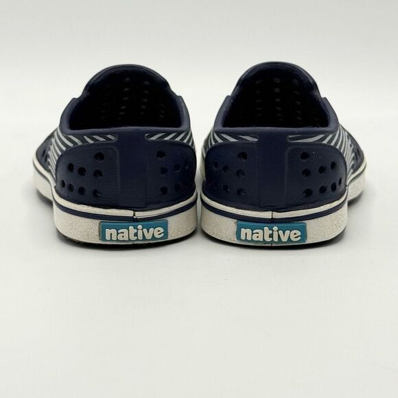 Native Miles Navy Blue Stripe Regatta Slip On Sandals - Toddler US C5 - Picture 3 of 9